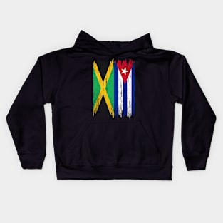 Vintage Half Cuba Cuban Flag Half Jamaica Jamaican Flag Kids Hoodie